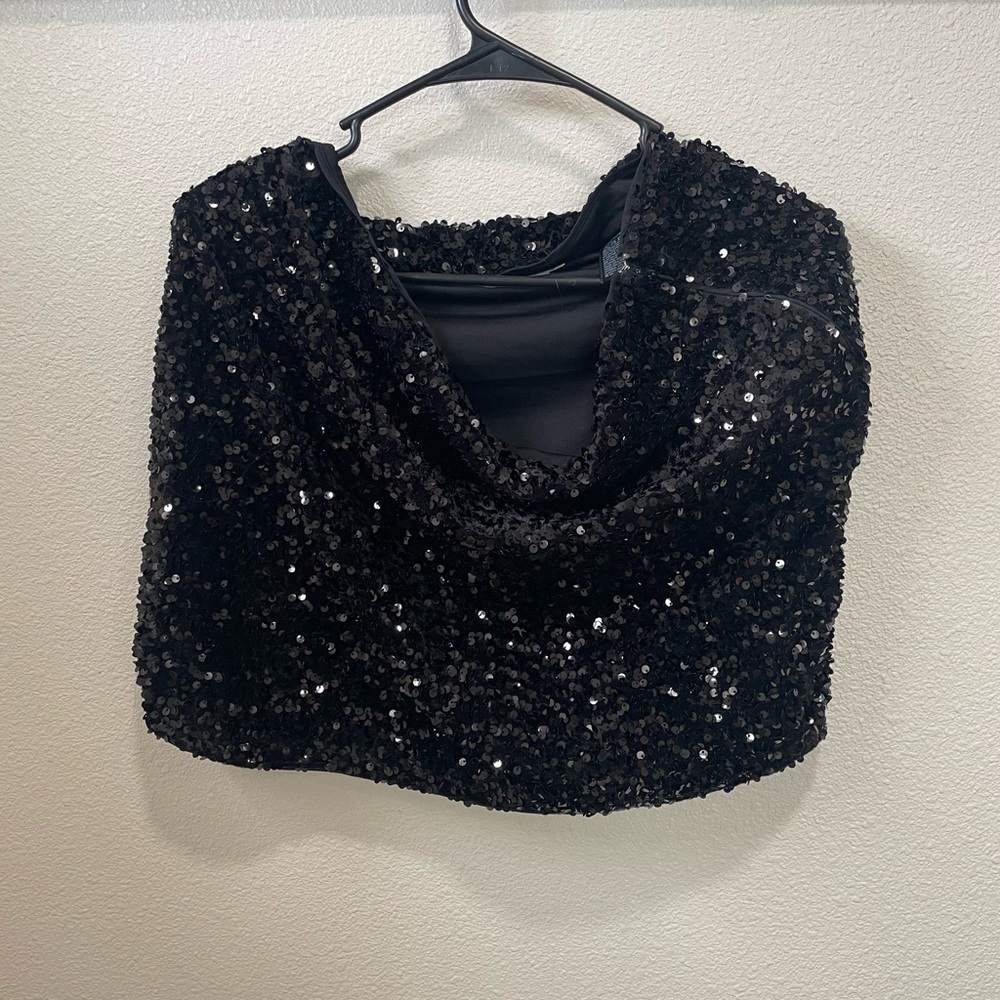 Black Sequin Mini Skirt